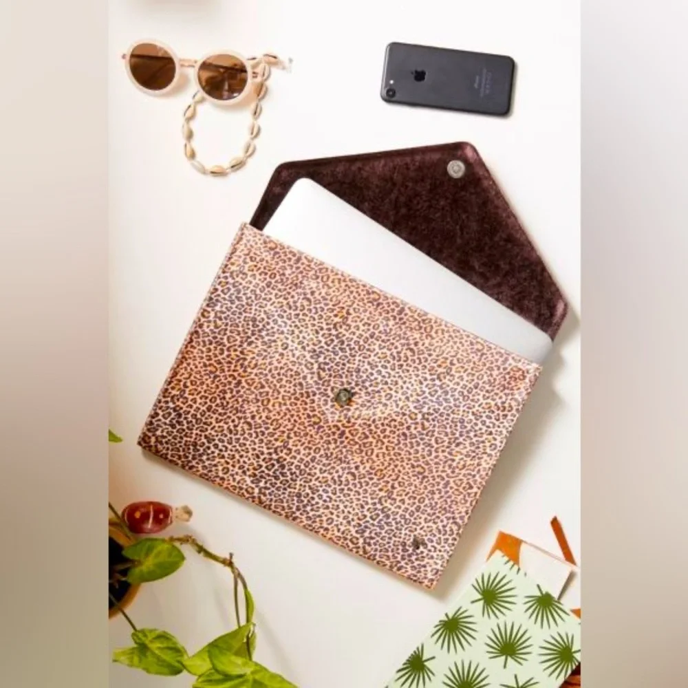 Wildflower 13” Leopard Velvet Laptop Sleeve Case